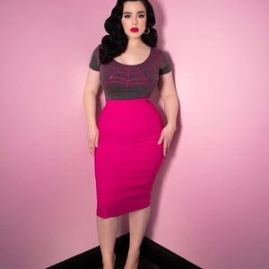 Vixen by Micheline Pitt Gray and Pink Mantrap Spiderweb Blouse